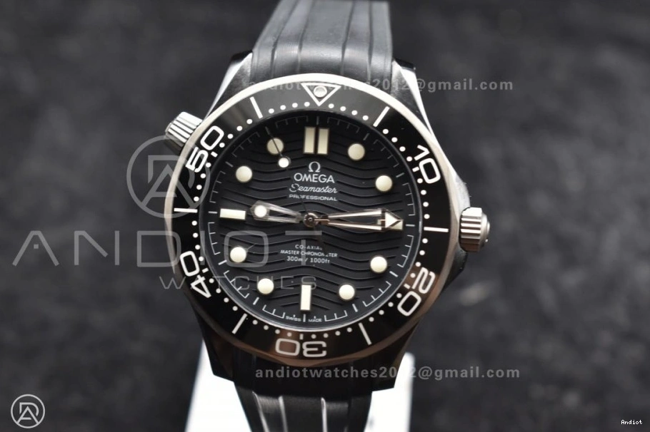 Seamaster Dial VSF 300M Rubber A8806 Black Best PVD Edition on Black Strap Diver 0314